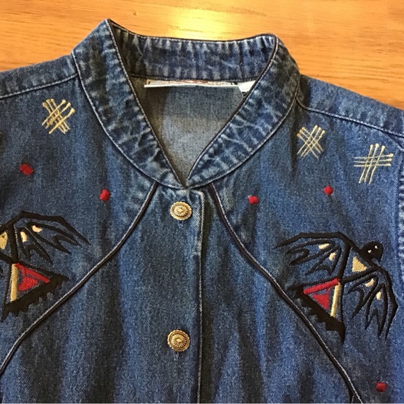 Vintage Rhythm Blue Southwest Embroidered denim vest - Picture 4 of 7
